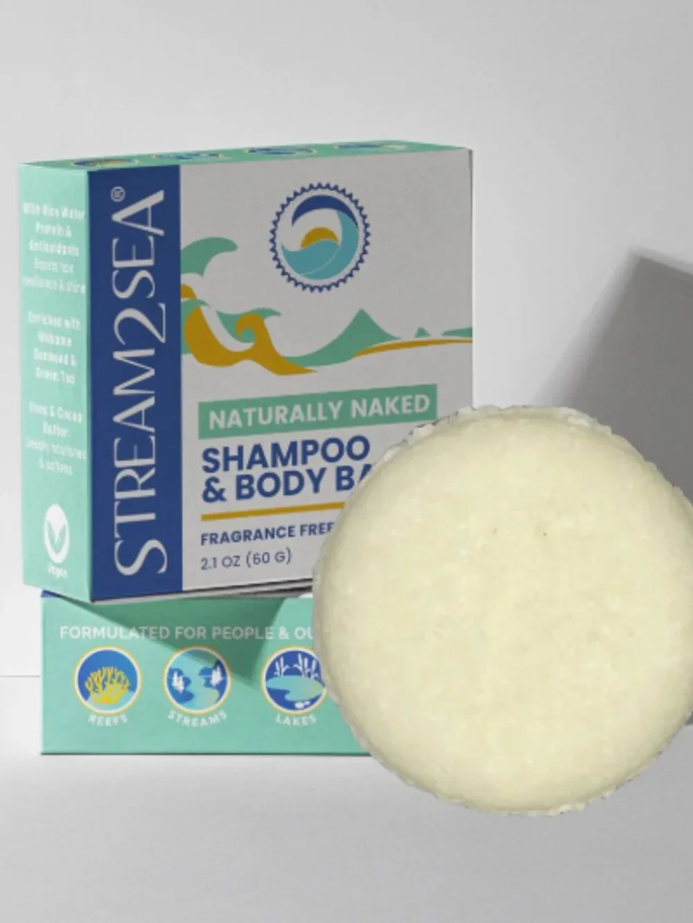 NWT Stream2sea Naturally Naked Shampoo & Body Bar 2.1 oz / 60 g